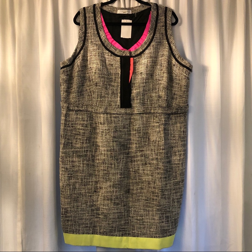 NWT Tahari tweed sheath dress w/ colorful details